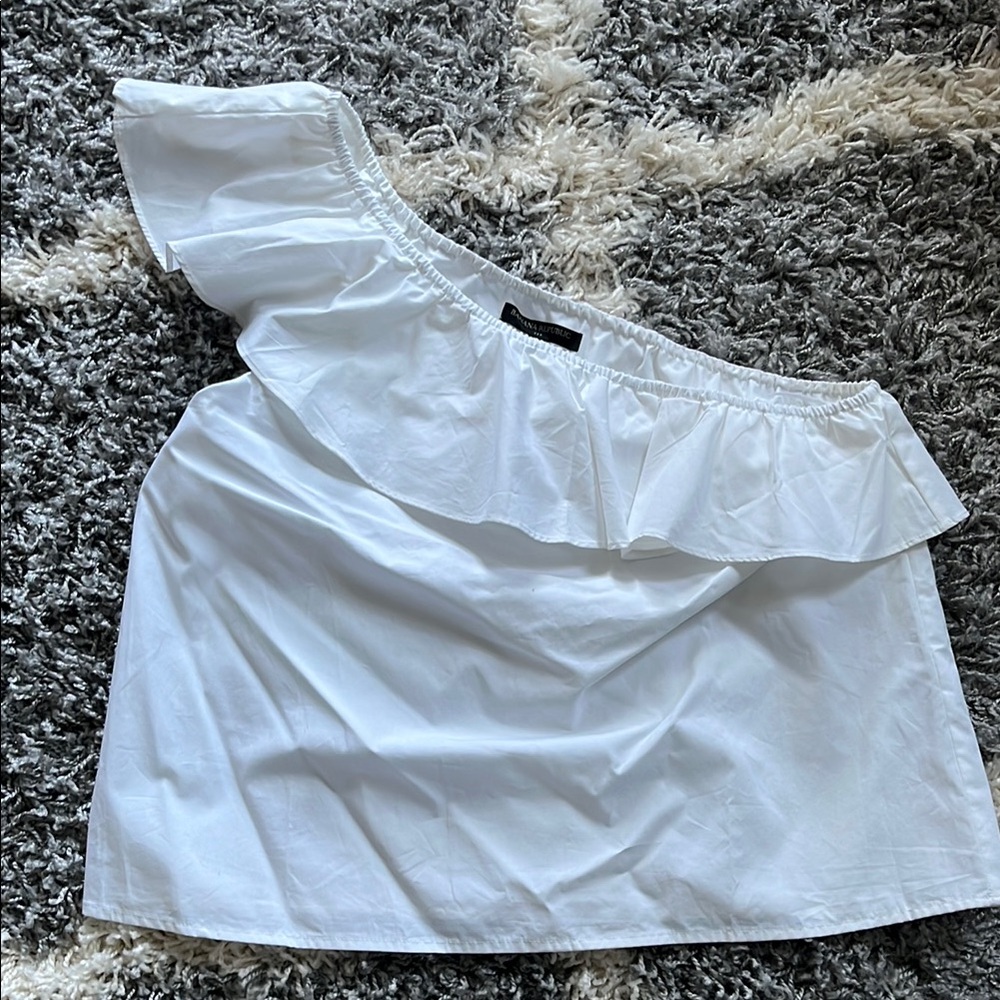 Banana Republic White Gathered Top